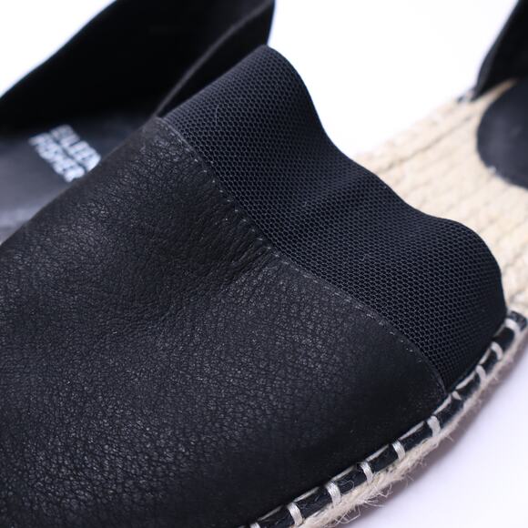 EILEEN FISHER Lady Tumbled Nubuck Espadrille Flats Black Open Sides Women's 9 - Picture 4 of 9